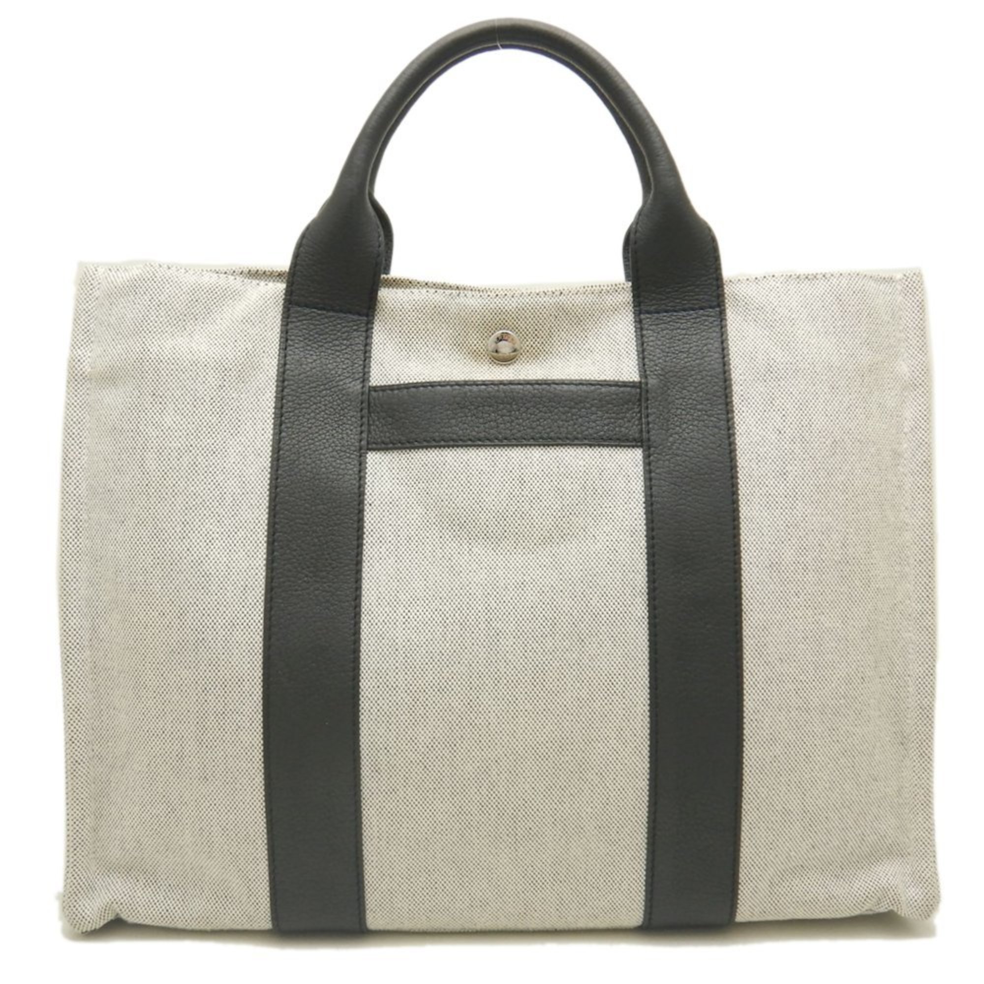 HERMES Sac Arne MM Tote Bag Toile H x Leather Grey Black 251966