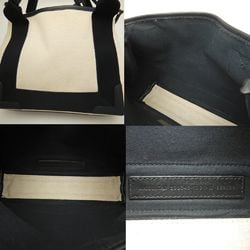 BALENCIAGA Navy Cabas XS 390346 Handbag Canvas x Leather Ivory Black 251973