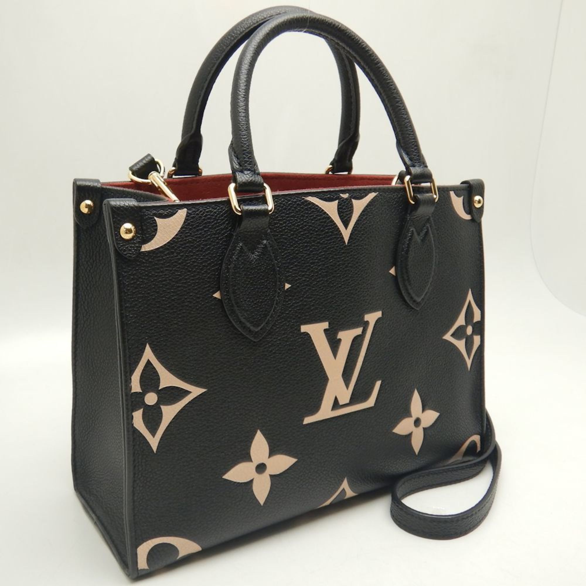 LOUIS VUITTON Louis Vuitton Bicolor Monogram On the Go PM M45659 Tote Bag Empreinte Black Beige 252004