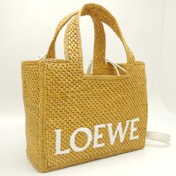 LOEWE Font Tote Small Bag Raffia Mustard White 252020