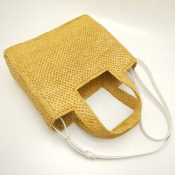 LOEWE Font Tote Small Bag Raffia Mustard White 252020