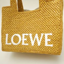 LOEWE Font Tote Small Bag Raffia Mustard White 252020