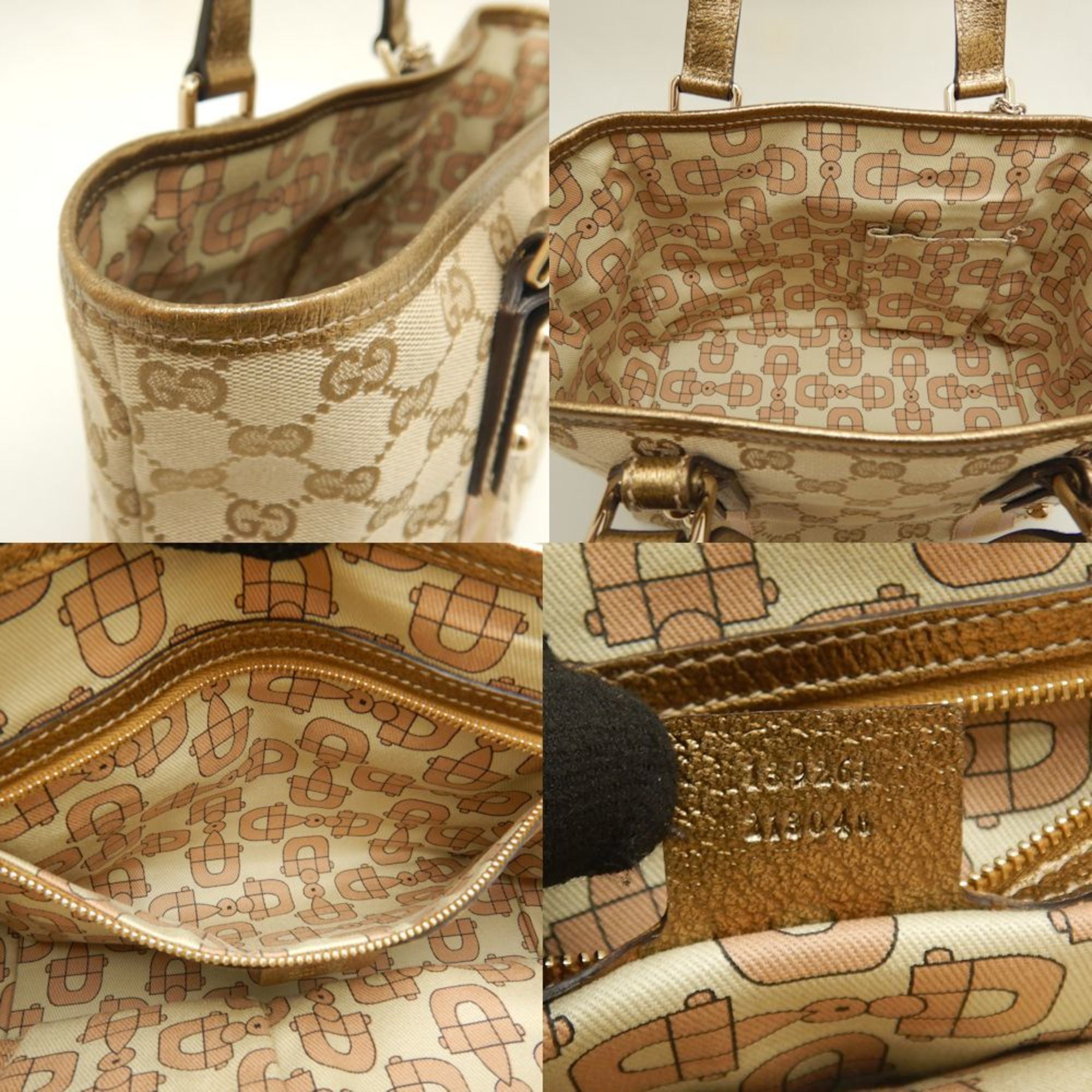 GUCCI Gucci Handbag 139261 Sherry Line GG Canvas Beige Gold 251995