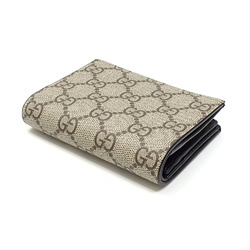 Gucci Bi-fold Wallet GG Marmont Double G Card Case Women's Beige Black PVC Leather 658610 Supreme A213802