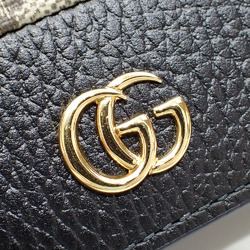 Gucci Bi-fold Wallet GG Marmont Double G Card Case Women's Beige Black PVC Leather 658610 Supreme A213802