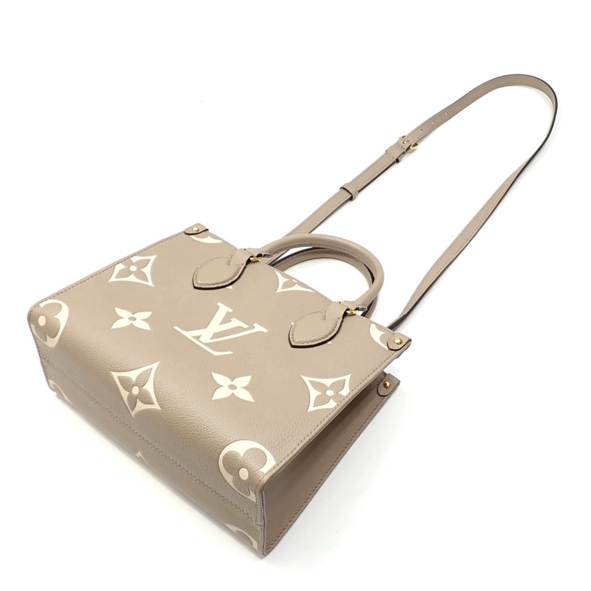 Louis Vuitton Handbag Bicolor Monogram Empreinte On the Go PM Women's M45779 Tourterelle Crème Shoulder A2234831