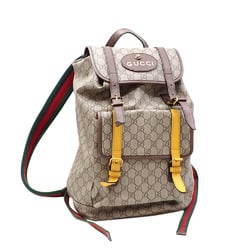 Gucci Backpack for Men Beige Brown Yellow PVC 473869 Shelly Webbing Line Tiger Head A213796