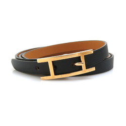 Hermes HERMES bracelet API leather metal black gold ladies e58970g