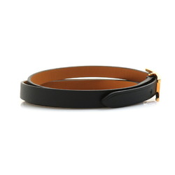 Hermes HERMES bracelet API leather metal black gold ladies e58970g