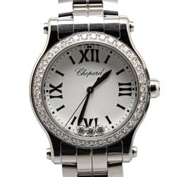 Chopard Happy Sport Bezel Diamond Watch 278590-3004 Quartz White Dial Stainless Steel Women's