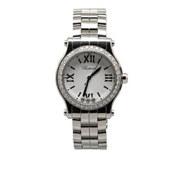 Chopard Happy Sport Bezel Diamond Watch 278590-3004 Quartz White Dial Stainless Steel Women's