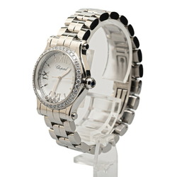 Chopard Happy Sport Bezel Diamond Watch 278590-3004 Quartz White Dial Stainless Steel Women's