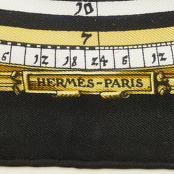 Hermes Carre 45 DIES ET HORE Astrology Sun Framed Scarf Muffler Black Gold Silk Women's HERMES