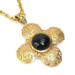 CHANEL Necklace Coco Mark Metal Stone Gold Black Women's e58950a