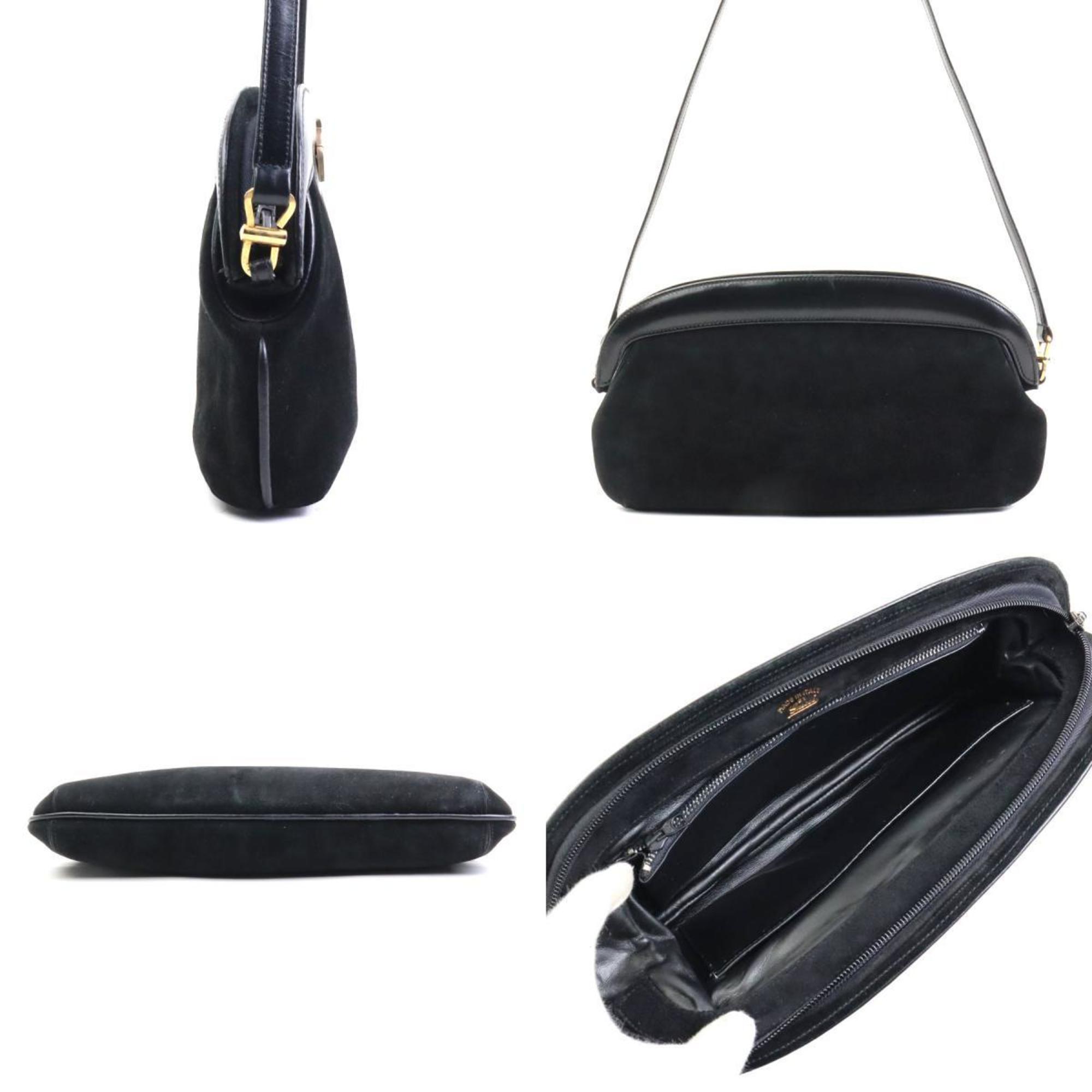 GUCCI Shoulder Bag Suede Leather Black Women's e58956k