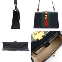 GUCCI 2Way Bag Shoulder Sylvie Leather Black Gold Women's 421882 e58960a