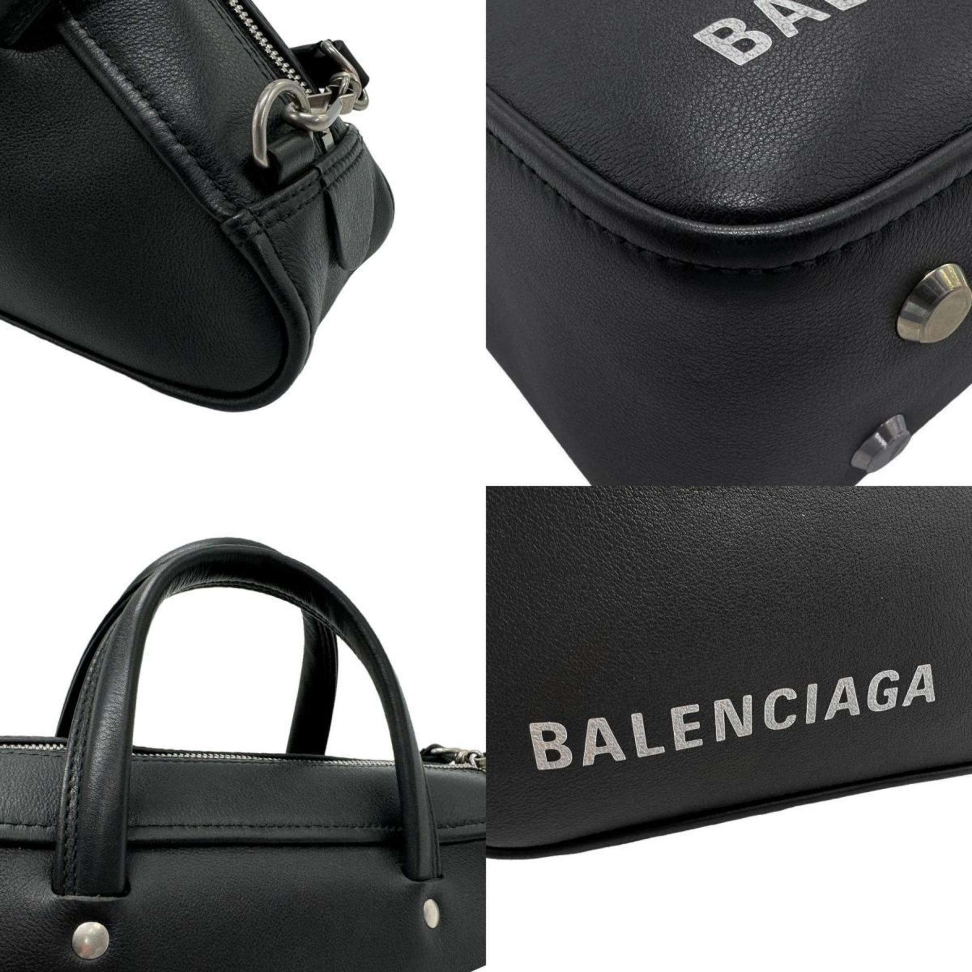 BALENCIAGA Shoulder Bag Triangle Duffle S Leather Black Women's 476975 n0231