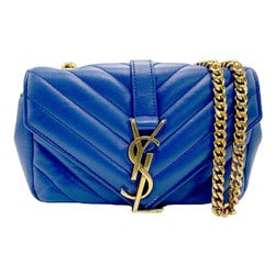 Saint Laurent SAINT LAURENT Shoulder Bag Baby Chai Leather Blue Women's 399280 n0205