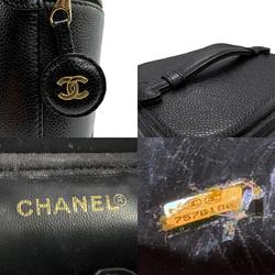 CHANEL Handbag Vanity Bag Caviar Skin Leather Black Women's z2059