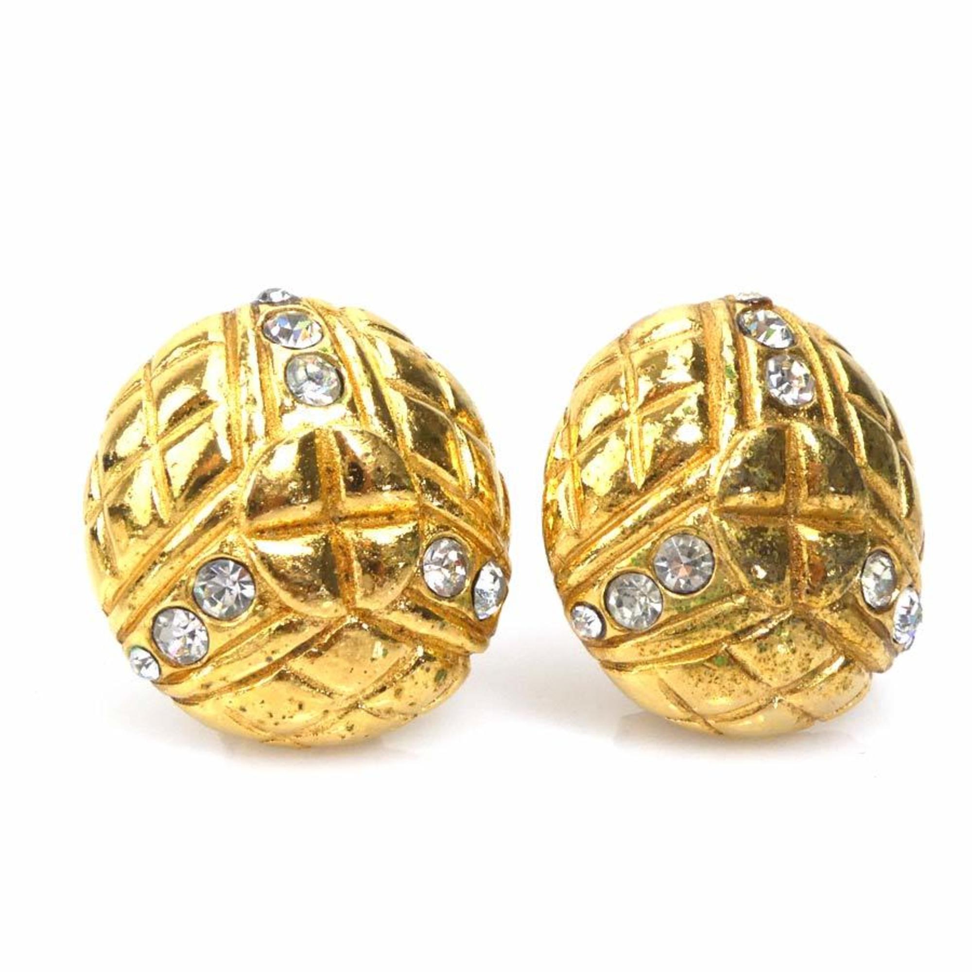 CHANEL Earrings Metal Rhinestone Gold Silver Women's e58949a