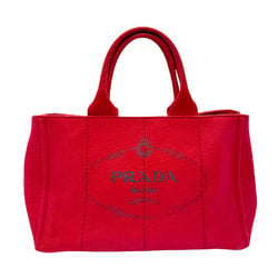 PRADA Handbag Tote Bag Canapa Canvas Red Women's n0233