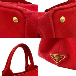 PRADA Handbag Tote Bag Canapa Canvas Red Women's n0233