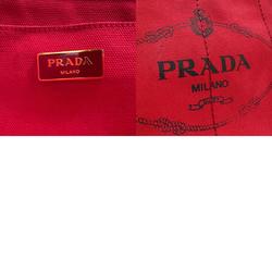 PRADA Handbag Tote Bag Canapa Canvas Red Women's n0233