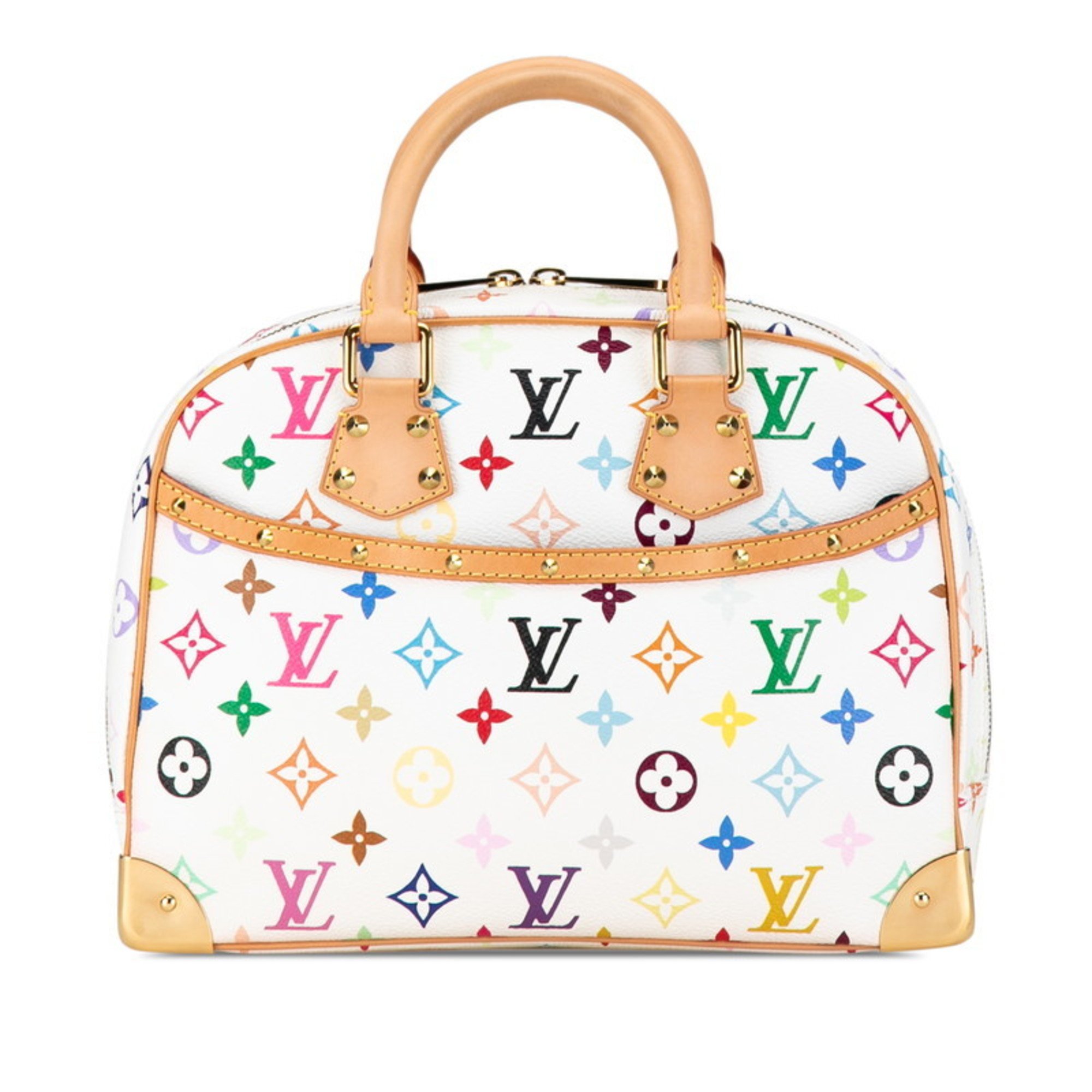 Louis Vuitton Monogram Multicolor Trouville Studs Handbag M92663 Blanc White PVC Leather Women's LOUIS VUITTON