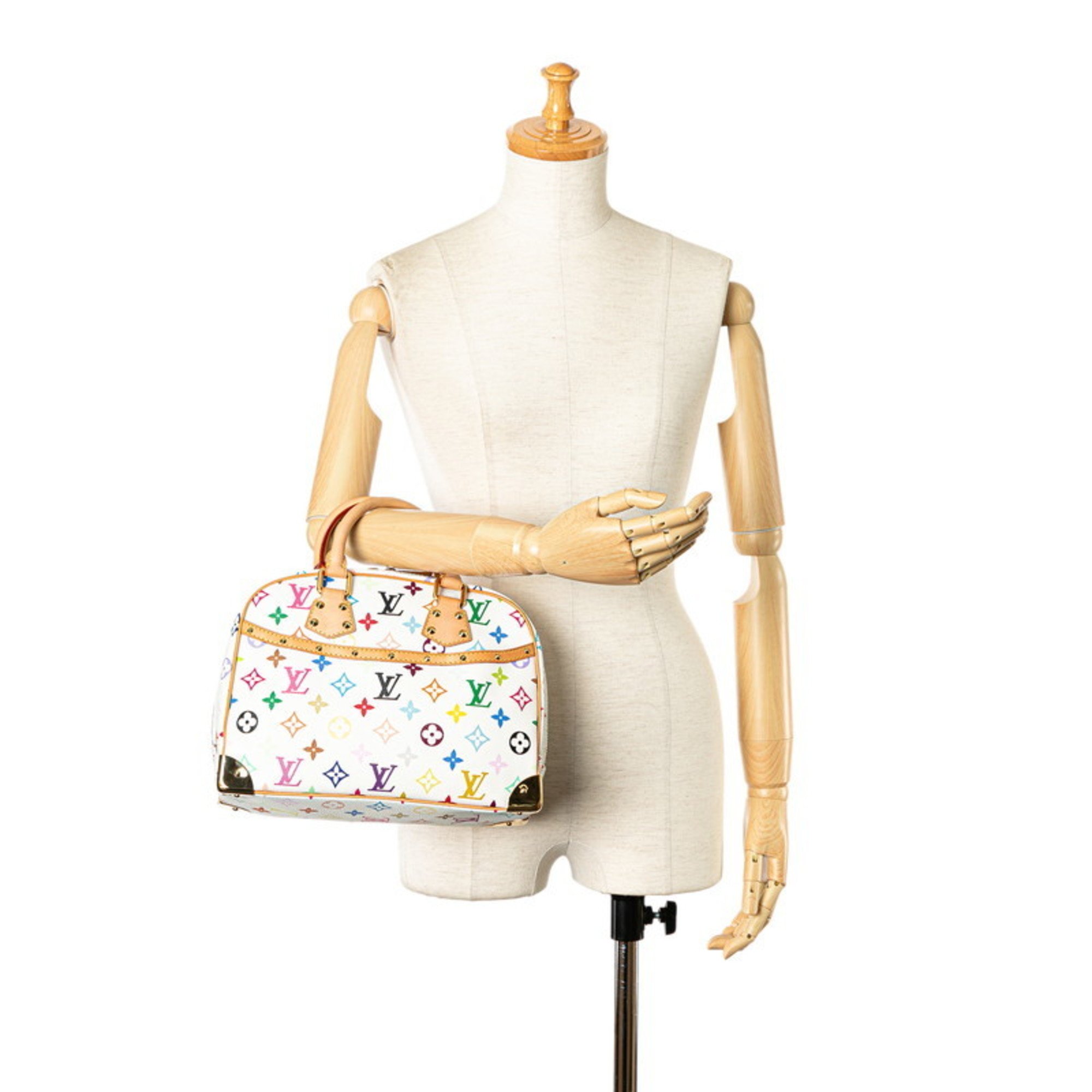 Louis Vuitton Monogram Multicolor Trouville Studs Handbag M92663 Blanc White PVC Leather Women's LOUIS VUITTON