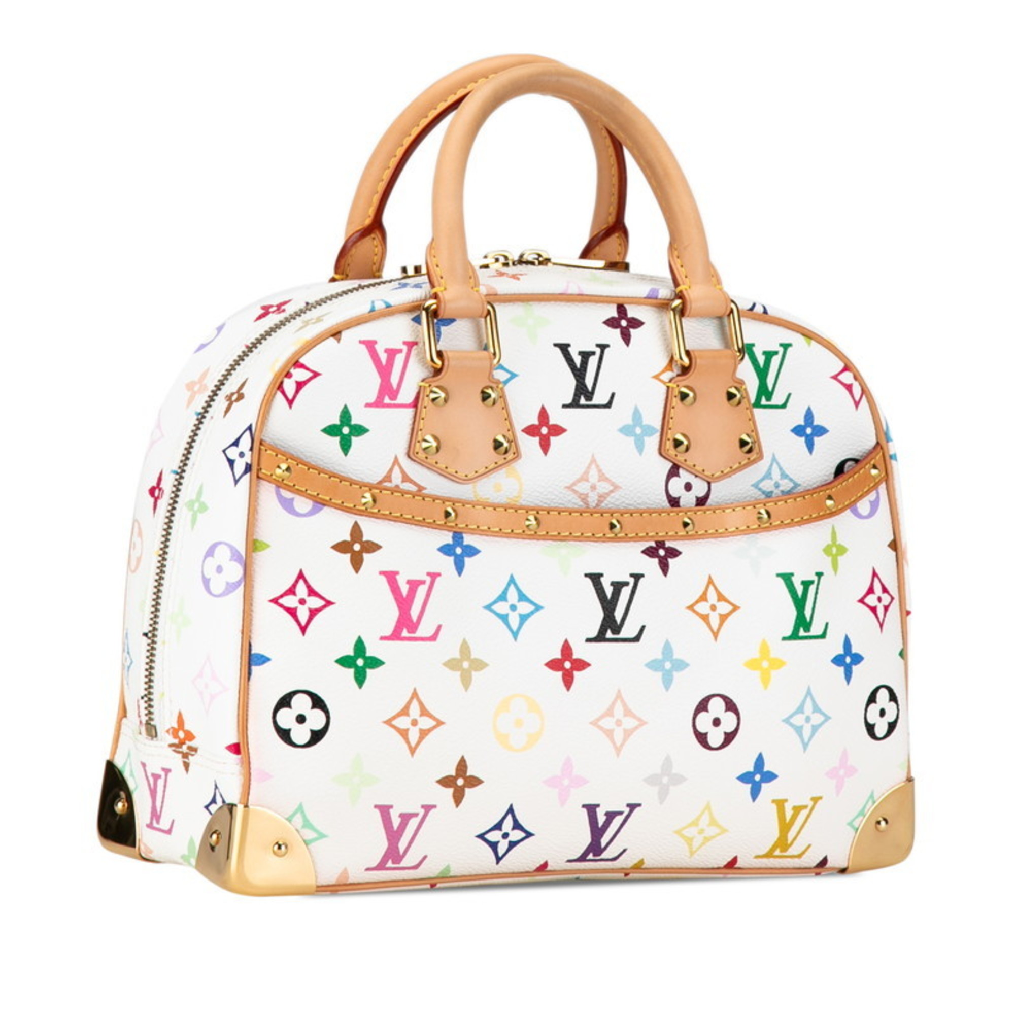 Louis Vuitton Monogram Multicolor Trouville Studs Handbag M92663 Blanc White PVC Leather Women's LOUIS VUITTON