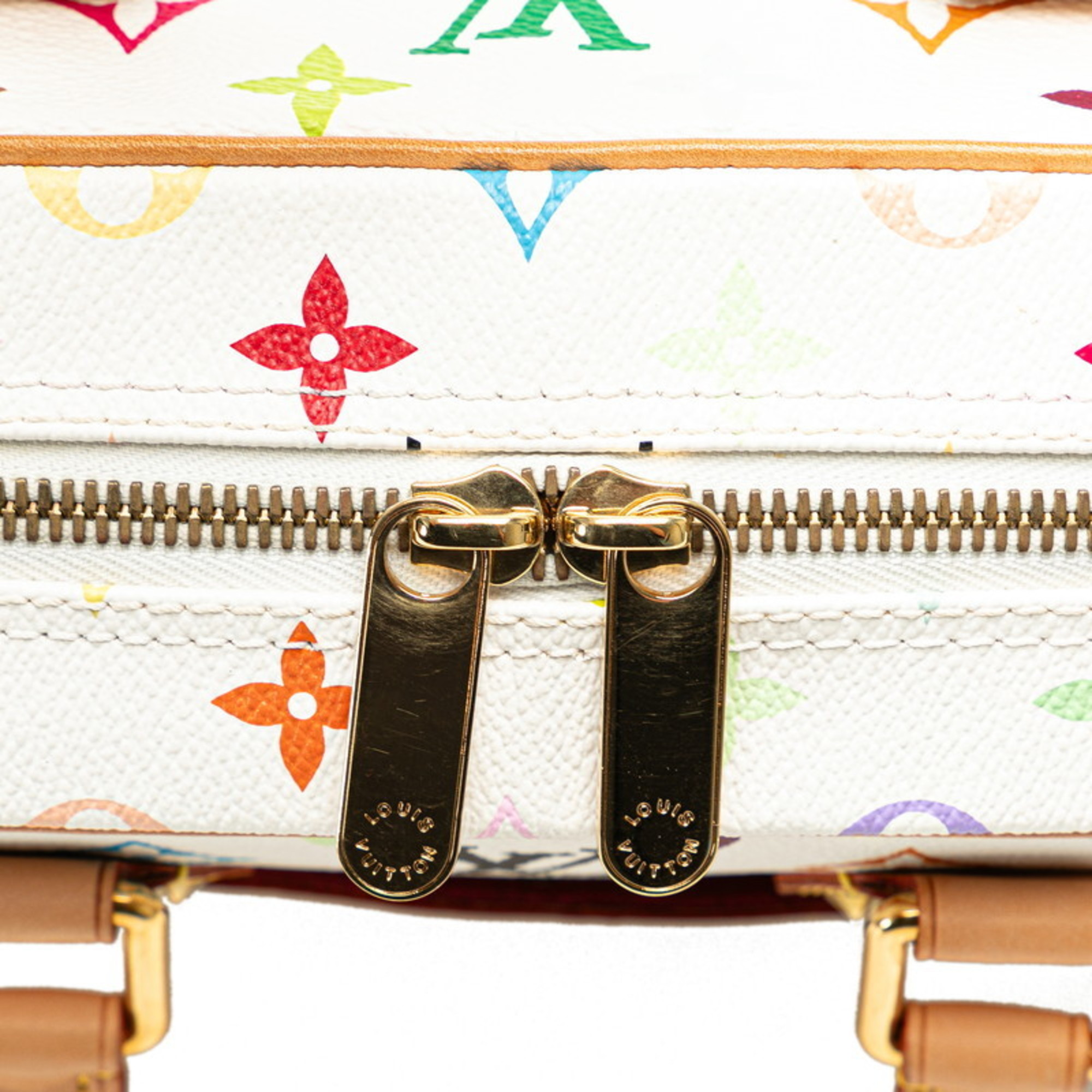 Louis Vuitton Monogram Multicolor Trouville Studs Handbag M92663 Blanc White PVC Leather Women's LOUIS VUITTON