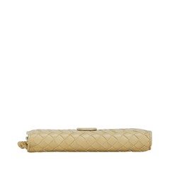 Bottega Veneta Intrecciato Bi-fold Wallet Beige Leather Women's BOTTEGAVENETA