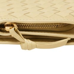 Bottega Veneta Intrecciato Bi-fold Wallet Beige Leather Women's BOTTEGAVENETA