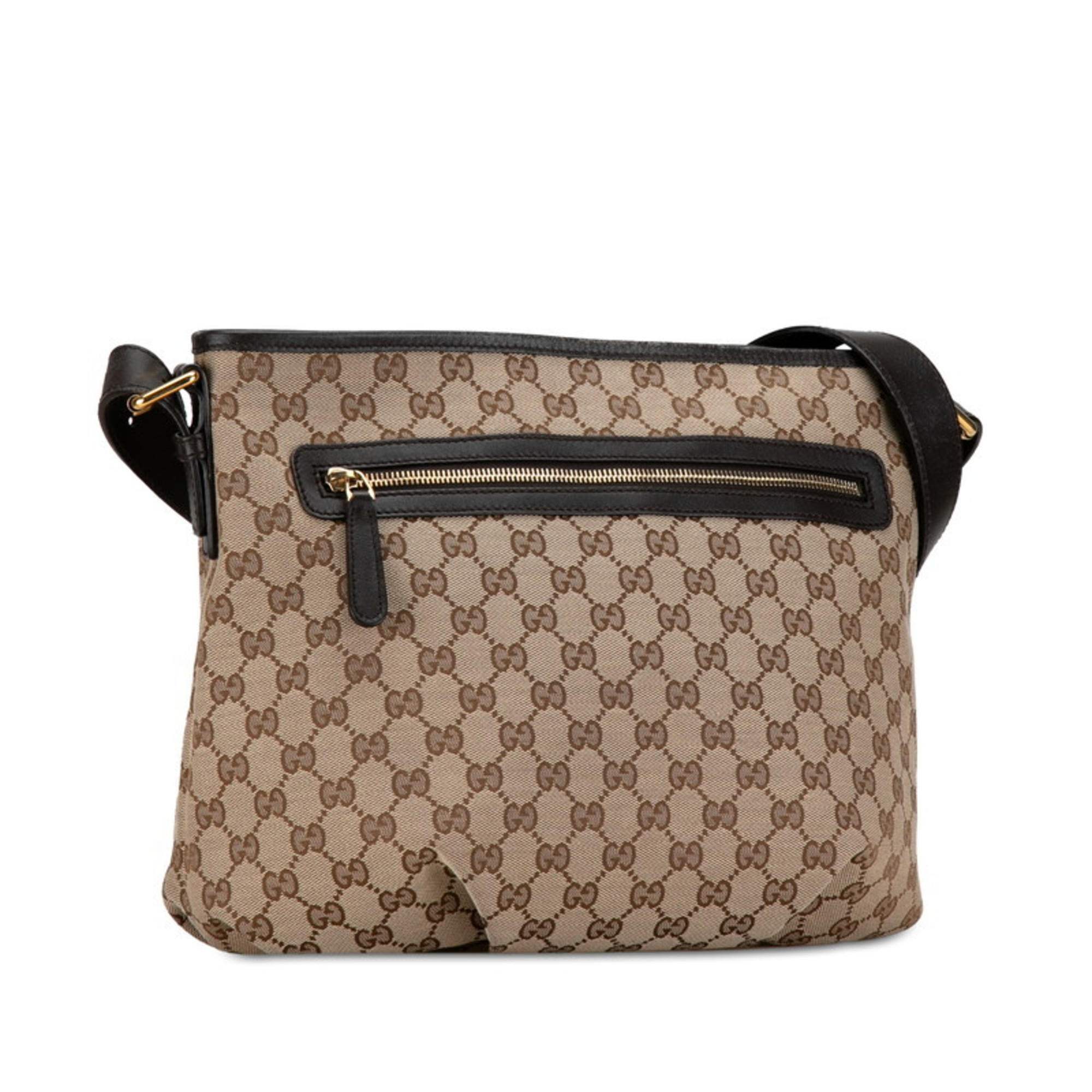 Gucci GG Canvas Shoulder Bag 388930 Beige Brown Leather Women's GUCCI