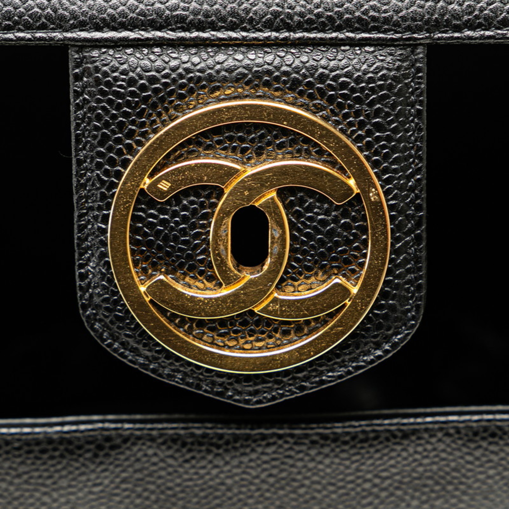 Chanel Coco Mark Handbag Vanity Bag Shoulder Black Leather Women's CHANEL