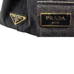 PRADA Handbag Shoulder Bag Canapa Canvas Dark Gray Gold Women's n0220