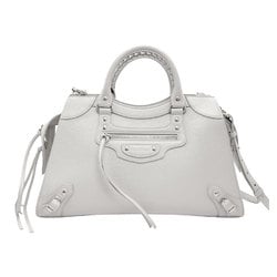 BALENCIAGA Handbag Shoulder Bag Neo Classic Leather Light Gray Silver Women's n0218