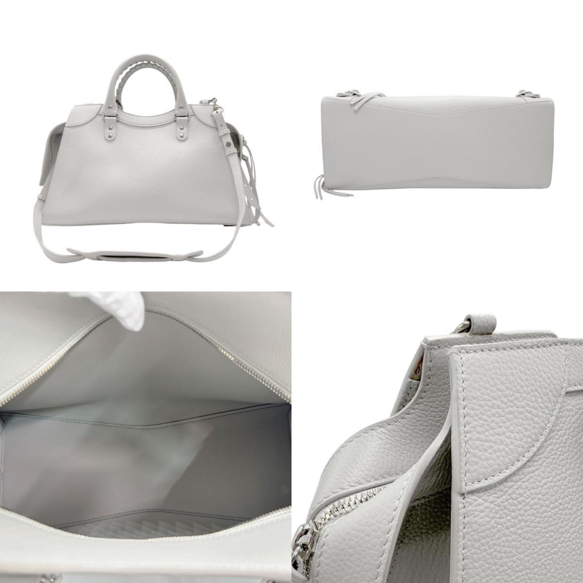 BALENCIAGA Handbag Shoulder Bag Neo Classic Leather Light Gray Silver Women's n0218