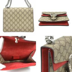 GUCCI Dionysus Shoulder Bag Suede Beige Brown Dark Red Silver Women's 421970 e58940a