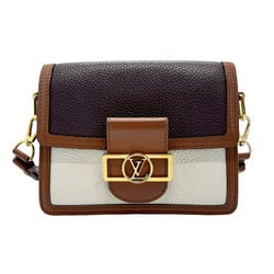 Louis Vuitton Shoulder Bag Dauphine MM Leather Brown x Bordeaux White Women's M53868 z2062