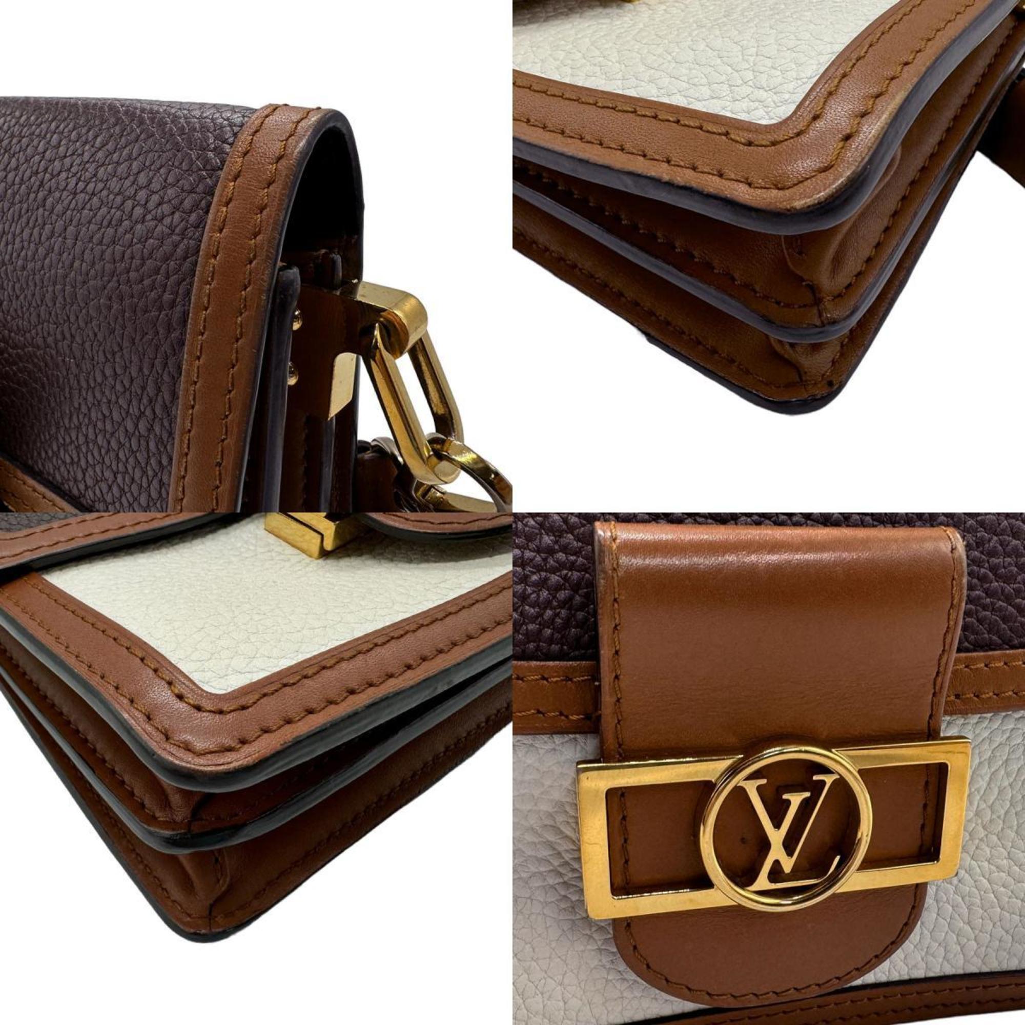 Louis Vuitton Shoulder Bag Dauphine MM Leather Brown x Bordeaux White Women's M53868 z2062