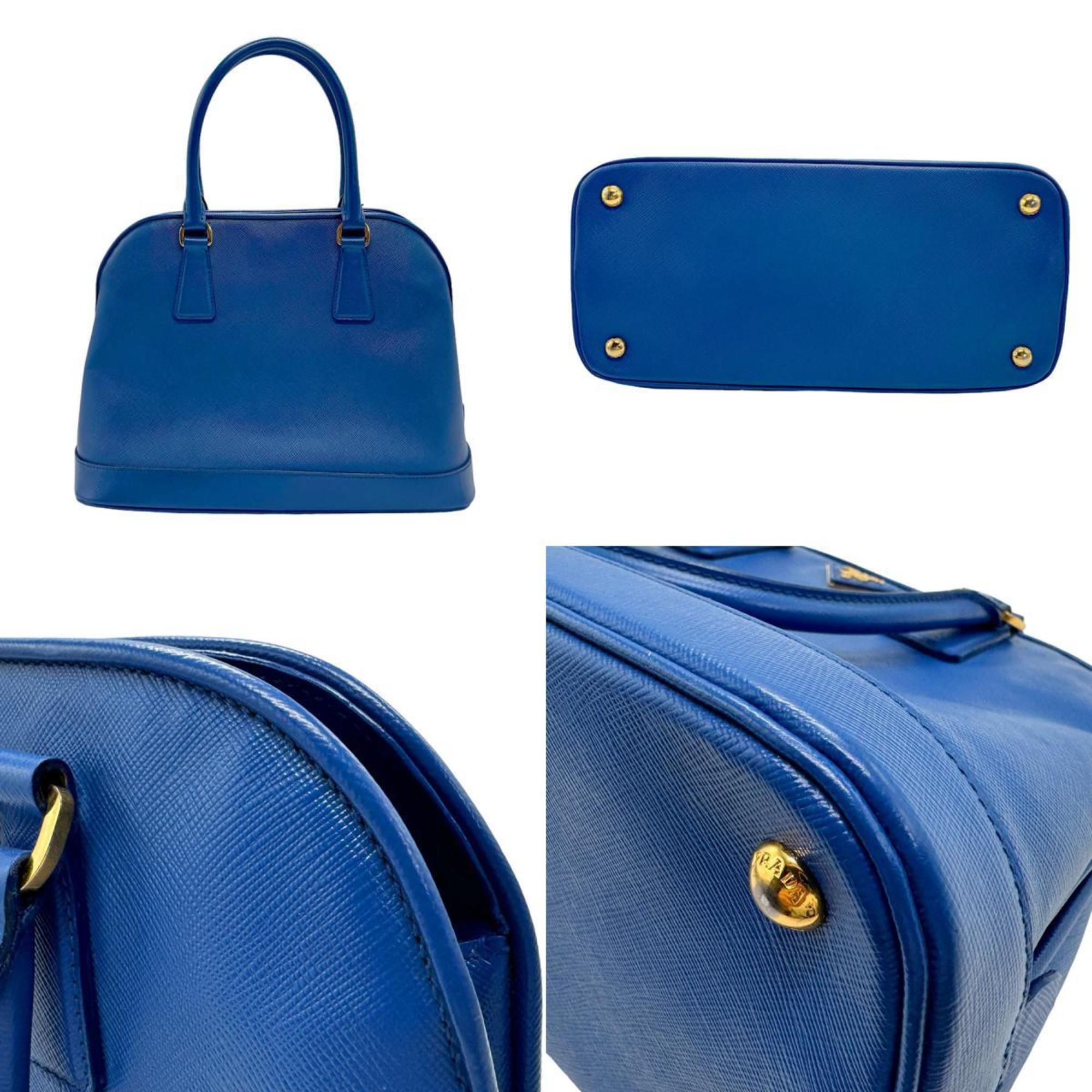 PRADA Shoulder Bag Handbag Leather Blue Women's n0202