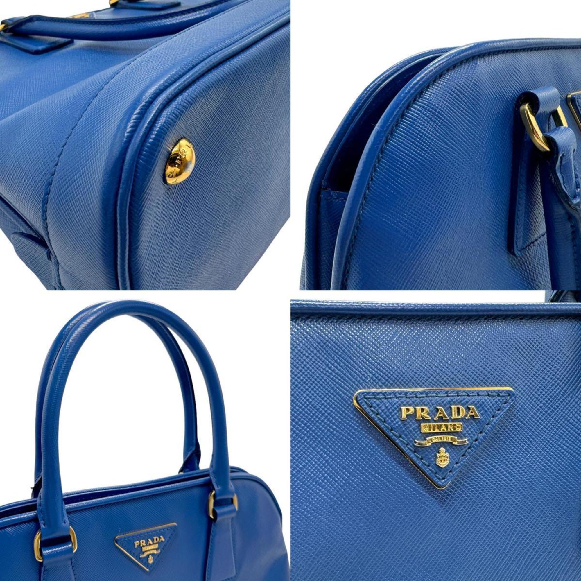 PRADA Shoulder Bag Handbag Leather Blue Women's n0202