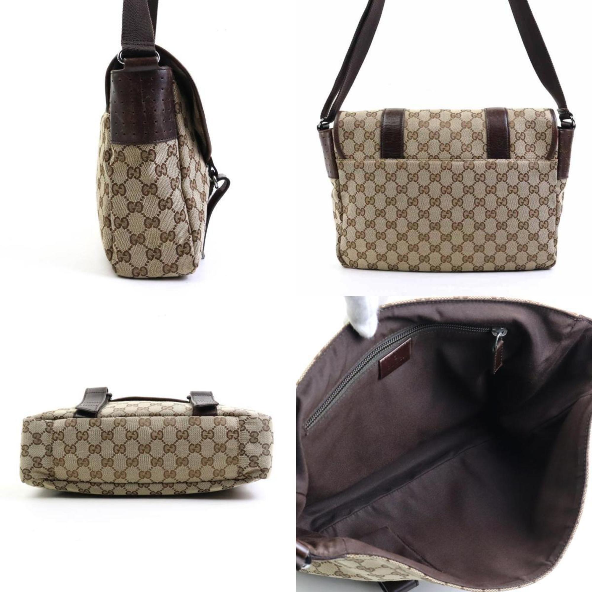 GUCCI Shoulder Bag GG Canvas Beige Brown Men's Women's 145859 e58935a