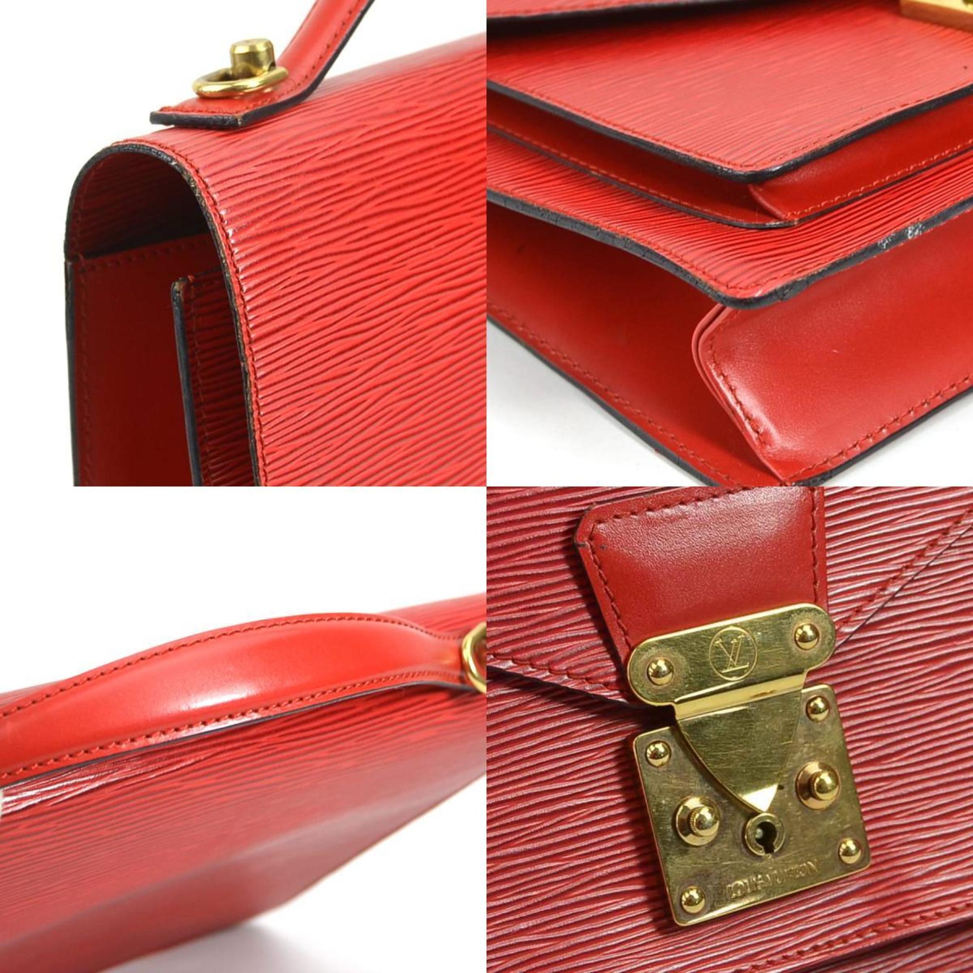 Louis Vuitton LOUIS VUITTON Handbag Shoulder Bag Epi Montsor Leather Red Gold Men's Women's e58954a