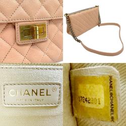 CHANEL Shoulder Bag 2.55 Leather Pink Beige Gold Women's z2053