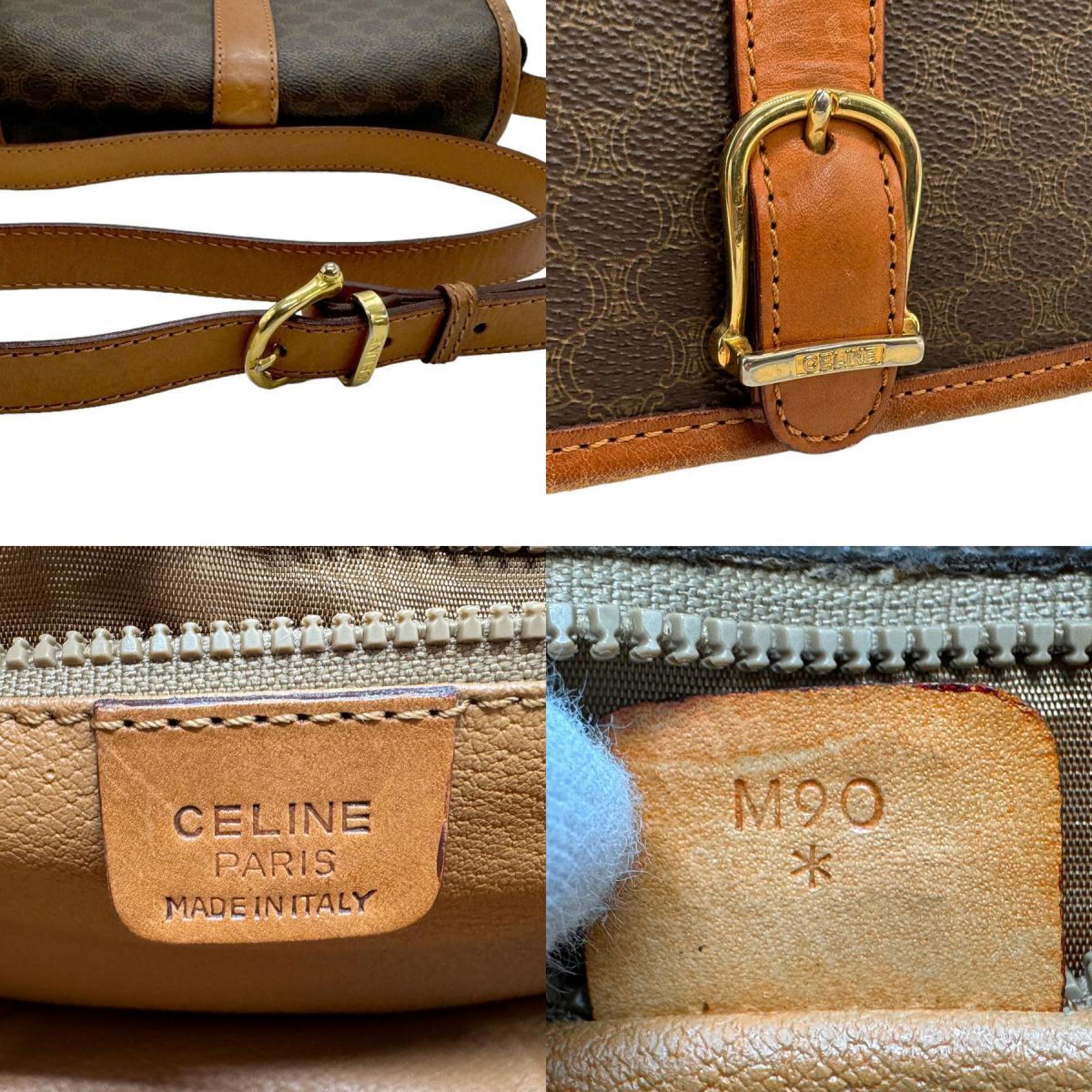 CELINE Shoulder Bag Macadam Coated Canvas Brown Women's n0224