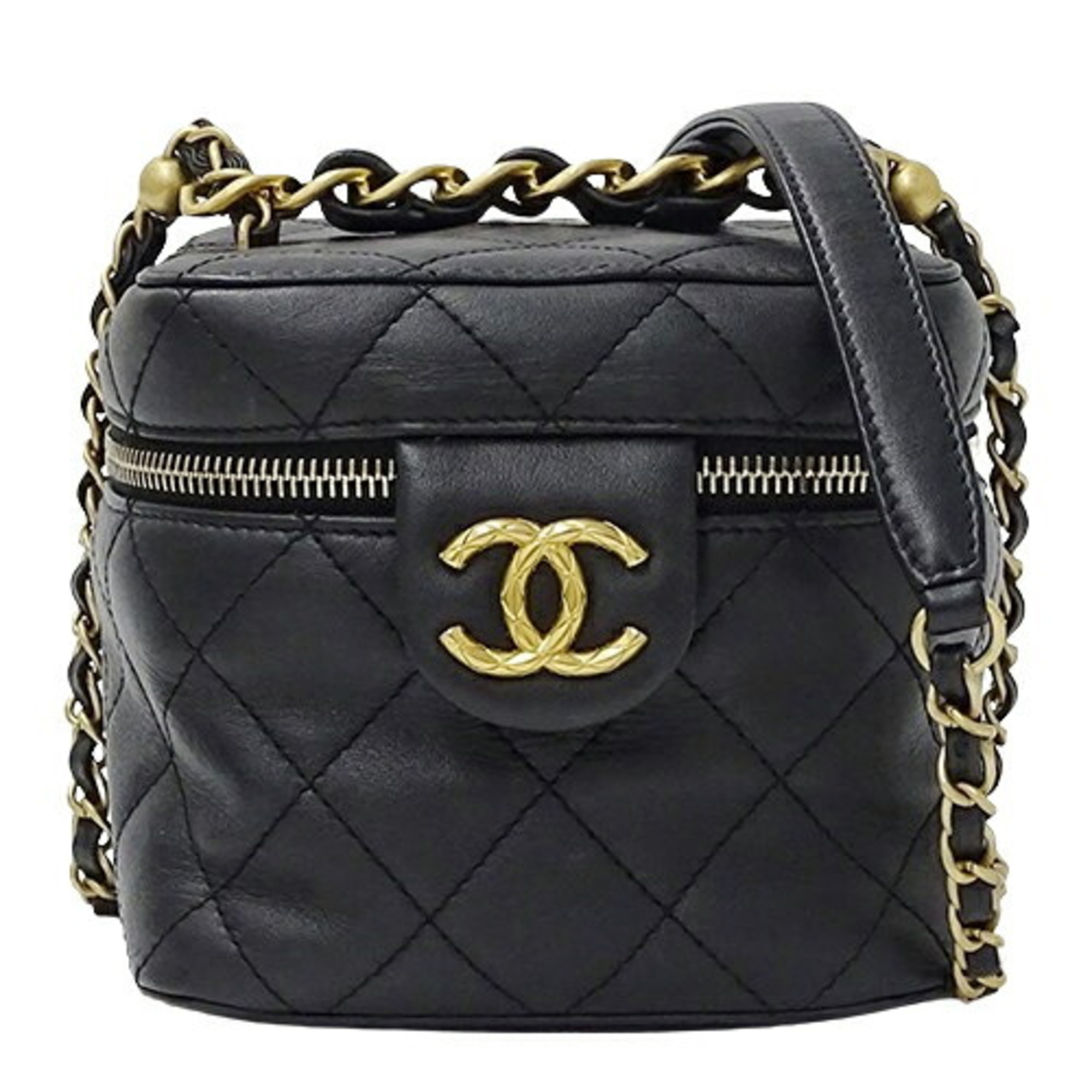 CHANEL Bag Matelasse Women's Shoulder Vanity Lambskin Black AS3228 Chain