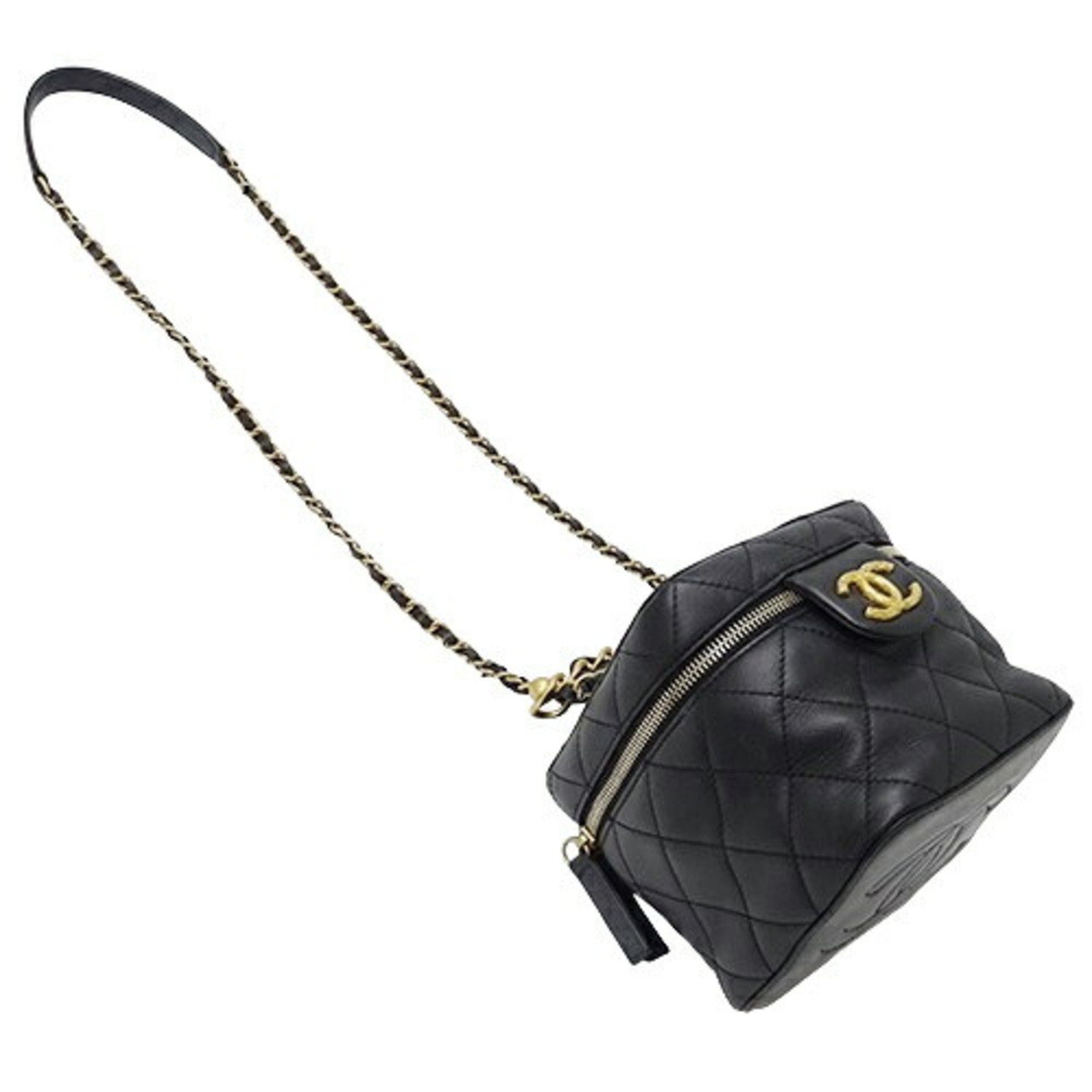 CHANEL Bag Matelasse Women's Shoulder Vanity Lambskin Black AS3228 Chain