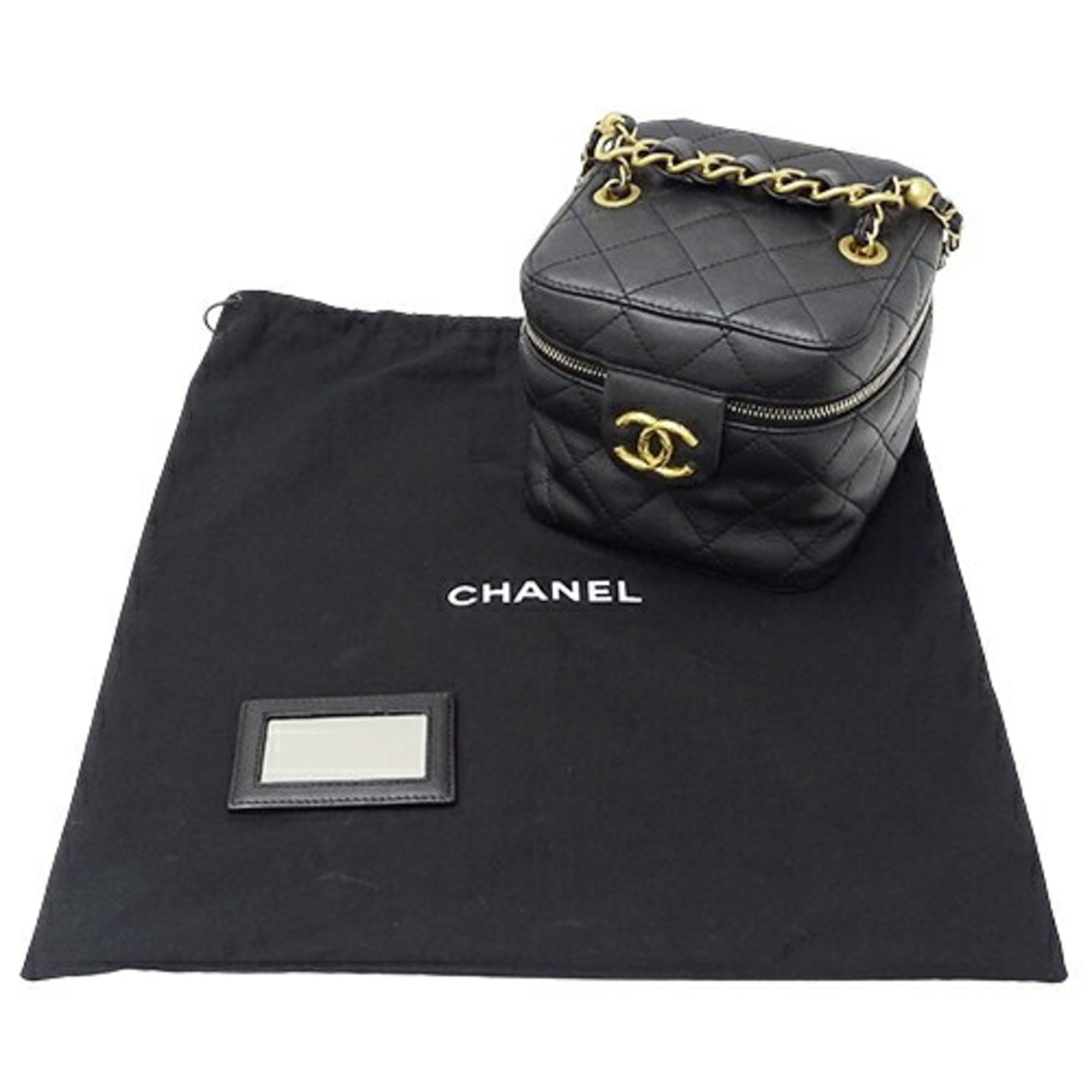 CHANEL Bag Matelasse Women's Shoulder Vanity Lambskin Black AS3228 Chain